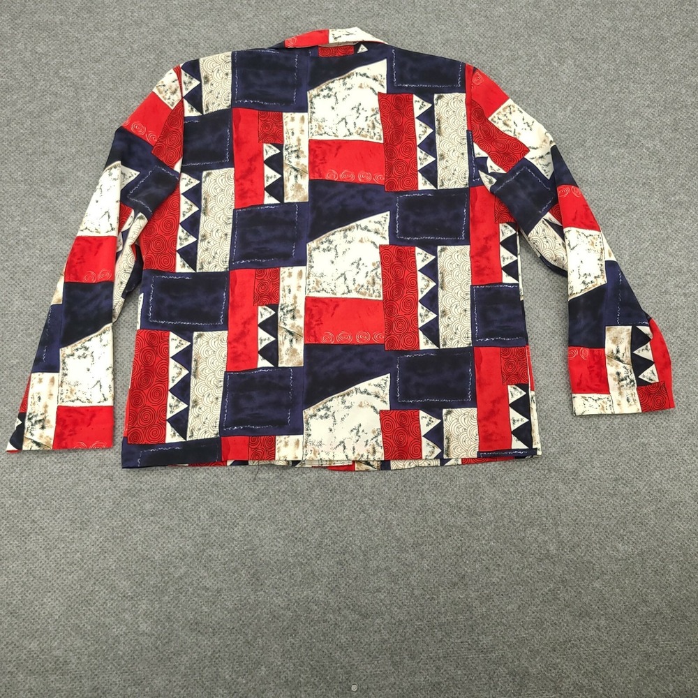 Dressbarn Womens Blazer Size Large Multicolor Colorblock Lined Made in USA VTG - Picture 2 of 7